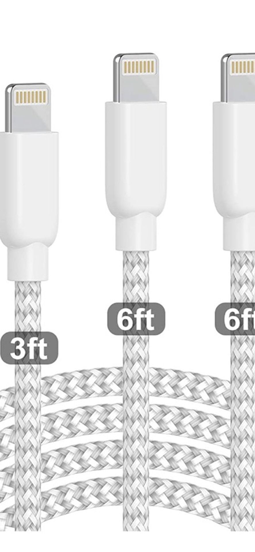 Charger PLmuzsz MFi Certified Lightning Cable 5 Pack(3+3+6+6+10ft) High Speed Nylon Braided USB Fast Charging&Data Syncs Cord Compatible iPhone 11 Pro