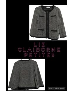 Liz Claiborne women’s #petite #large #black #jacket #coat || PRICE: $20 plus $5.50 s/h in the US (first class)