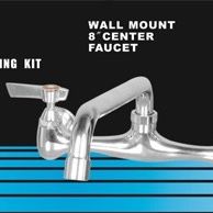 Commercial Sink Kitchen Faucet 8 In Center Wall Mount 12 In Swivel Spout