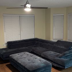 Ocean blue Sectional Sofa with Ottoman