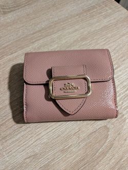 Pastel pink Coach Morgan Wallet with Gold Buckle
