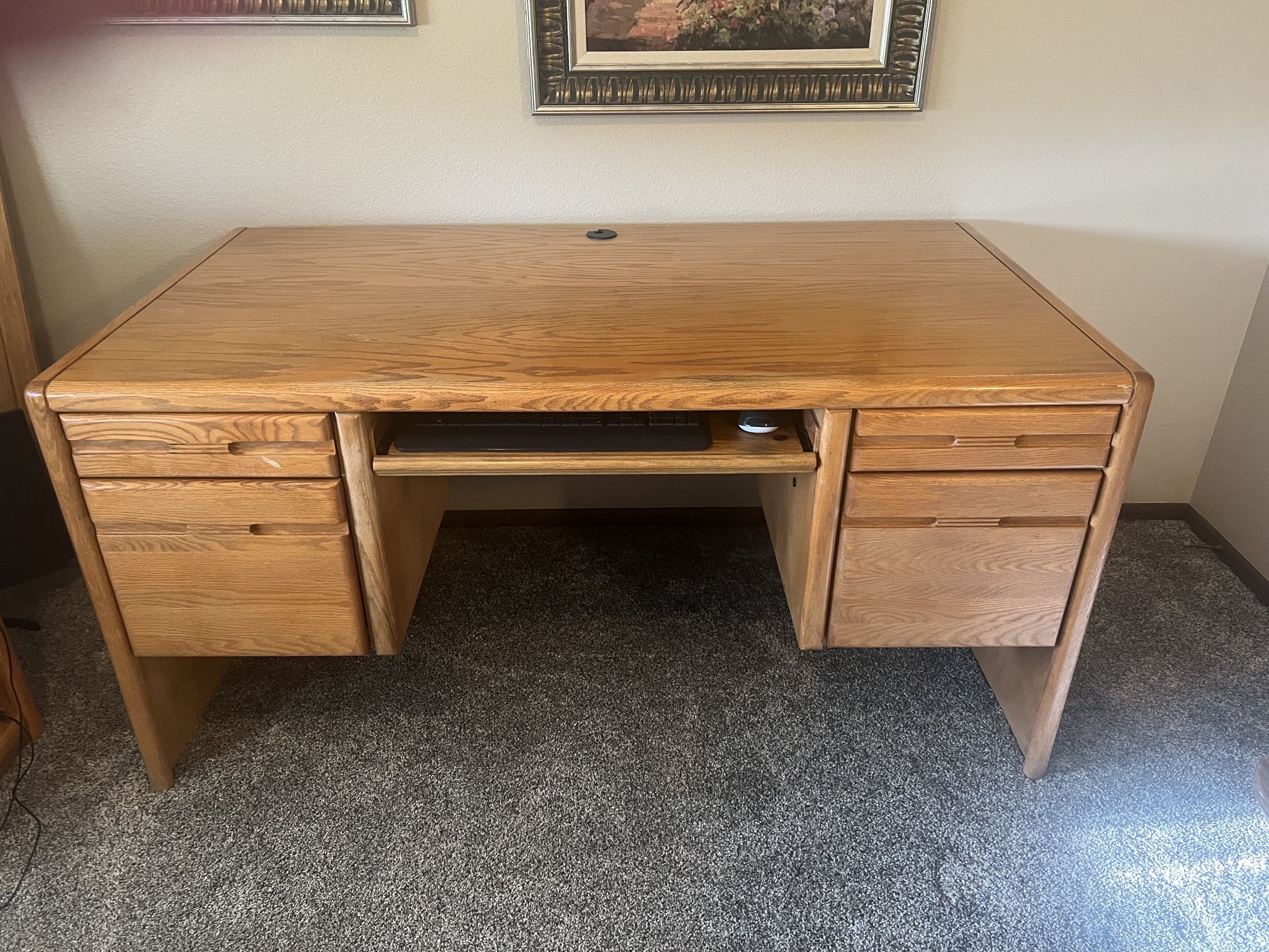 Golden Oak Dual Pedestal Desk