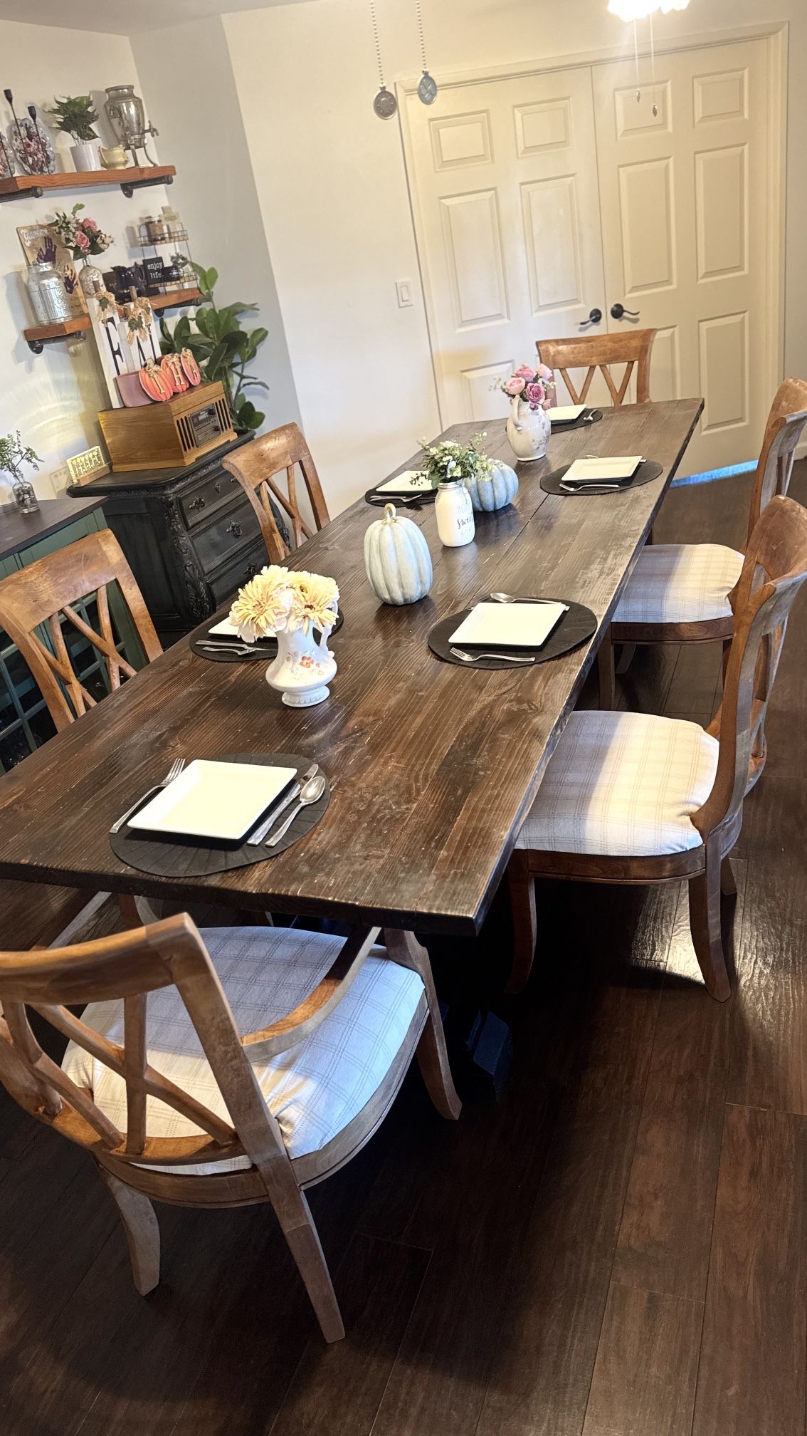 Refinished Wood Dining Chairs – Set of 6 (TABLE NOT INCLUDED)