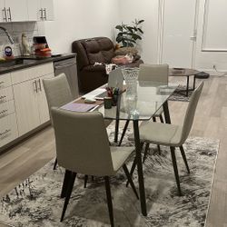  Glass Dining Table with 4 Chairs – Modern & Compact