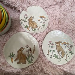 Rabbit Ceramic Plates $15