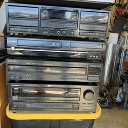 Vintage stereo equipment plus turntable