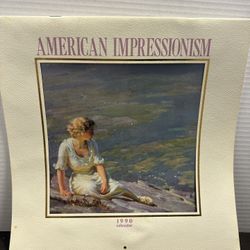 1990 American Impressionism vintage art wall calendar