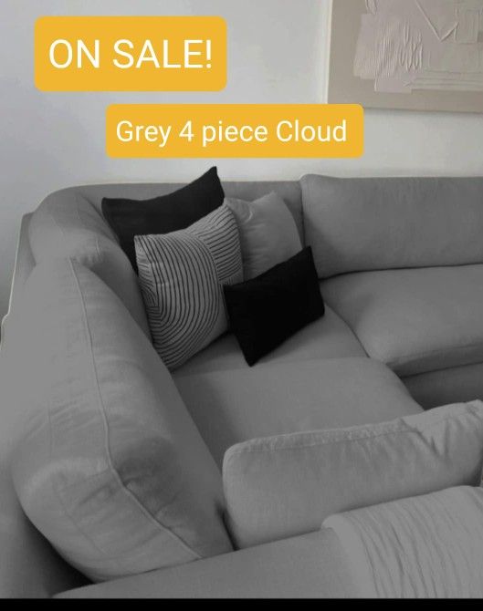Grey Cloud Modular Sectional Couch Sofa 