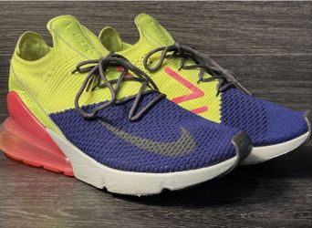 Size 11 Nike Air Max 270 Flyknit Blue/Neon/Pink