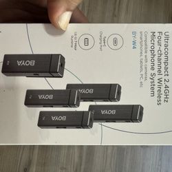 BOYA BY-W4 2.4G 4-Channel Wireless Lavalier Microphone System with 4*Transmitter