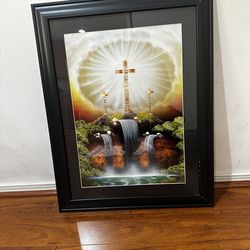 Handspray painting art with frame