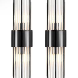 Ondersley Wall sconces Set of Two, Black sconces Wall Set of 2, Black Vanity Wall Lights, Wall Lights for Living Room, Dresser Wall Sconce, with Clear