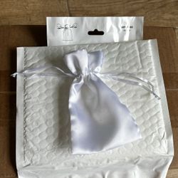 White Satin Drawstring bags