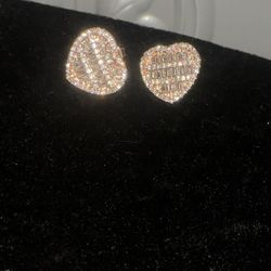 18 k Rose-gold Plated Heart Stud Earrings