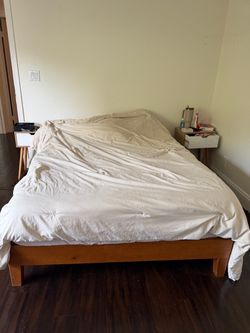 Solid Wood Platform Bed Frame and Mattress