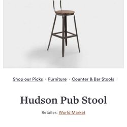 Set of 5 Hudson Pub Bar Stools – Industrial Style