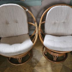 Rattan Chairs With Cream Cushions 