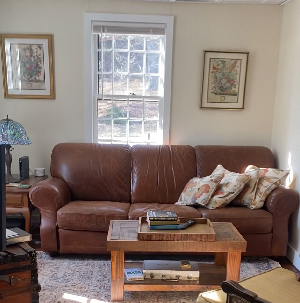 Free Natuzzi Brown Leather Coach With Pull Out Bed