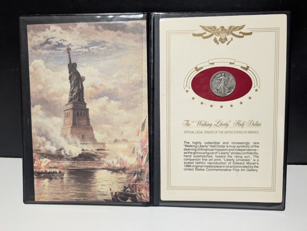 1943 Walking Liberty Half Dollar Coin US Commemorative Fine Art Statue of Liberty Display