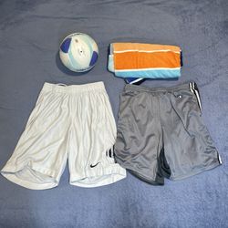 Sports Bundle: Volleyball, 2 Pairs of Athletic Shorts (Nike & Champion) + Towel