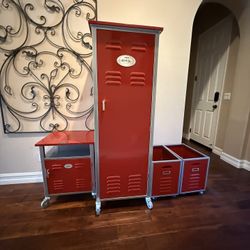 Locker storage Cabinet, Nightstand & 2 Bins