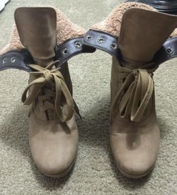 Faux leather suede wedge booties size 6