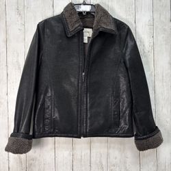 Vintage Hugo Buscati Womens Leather Coat Size Small Lined with Shearling