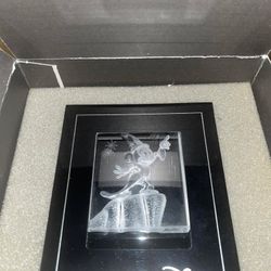 Disney Steinbach Arribas Bros Sorcerer Mickey Etched Crystal Glass Art Block (in box)