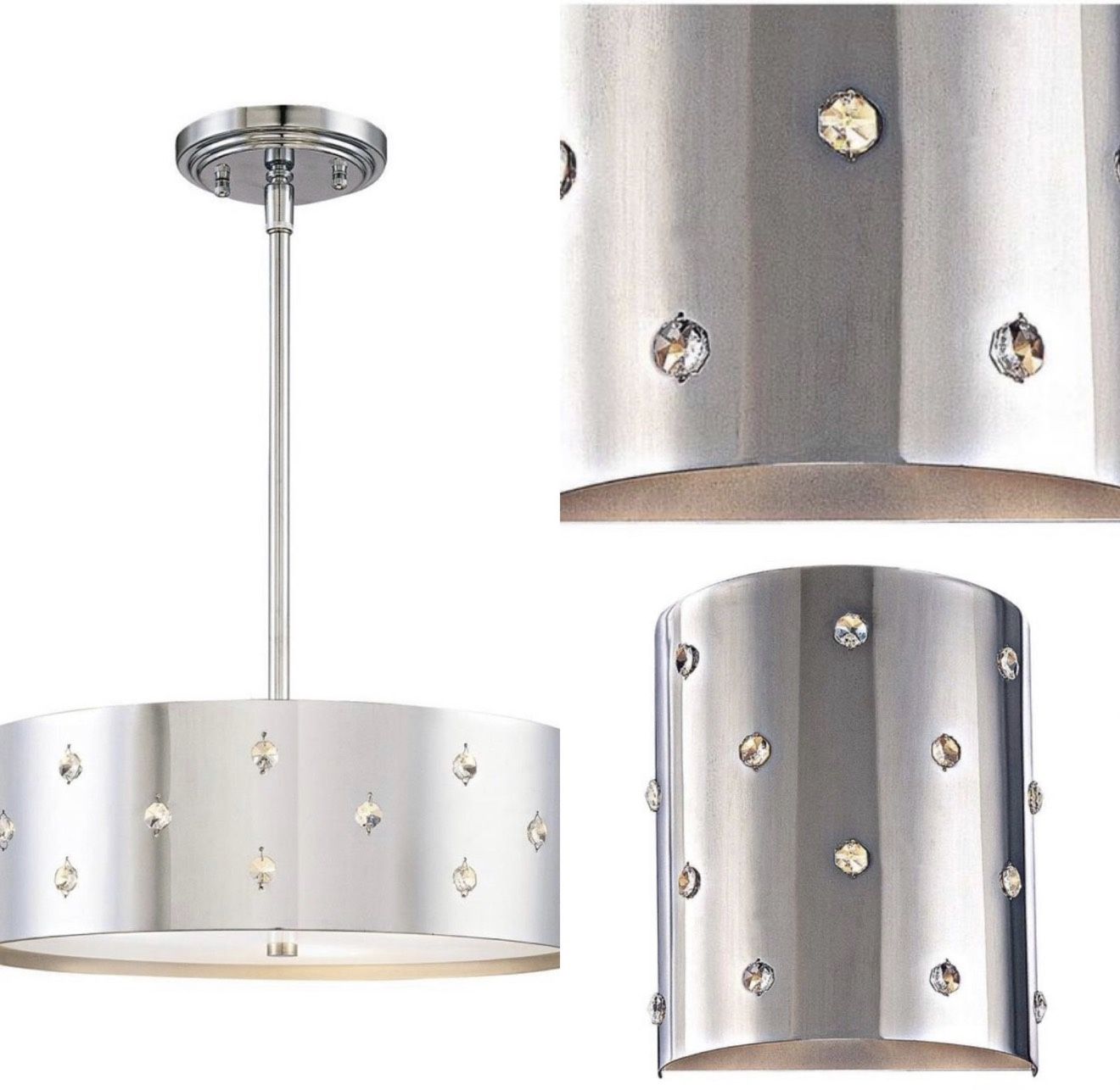 Bling Bling Chrome Fixture & Wall Sconces, Set of 3