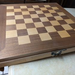 20" x 20" Solid Walnut Chess/Checkers Board 