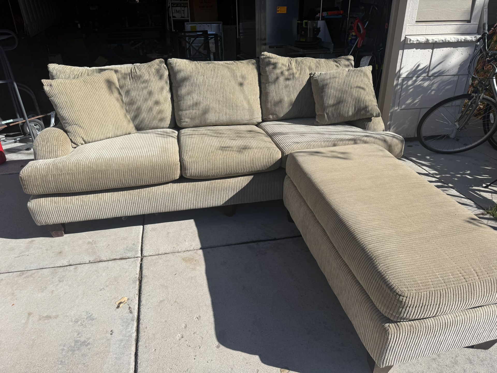 Corduroy sofa and ottoman 