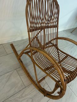 Vintage Mid-Century Italian Bamboo & Rattan Rocking Chair (Franco Albini Style