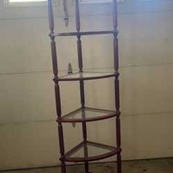5 Tier Wood And Glass Shelves