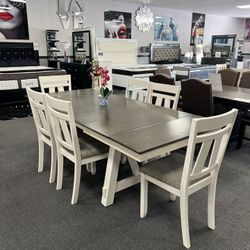 7PC Extendable Dining Table Set 