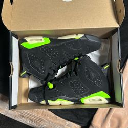 Black Electric Green Jordan 6s