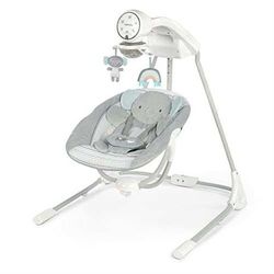 Ingenuity InLighten 5-Speed Baby Swing - Swivel Infant Seat, 5 Point Safety Harness, Nature Sounds, Lights - Van Elephant
