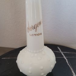 Vtg Jergens Lotion Bottle Hobnail Milk Glass Dispenser MCM Genie Style Empty