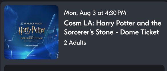 COSM LA – Harry Potter Dome Experience (2 Tickets, Aug 3 @ 4:30 PM)