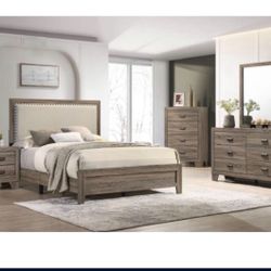 4- Pc Bedroom set Dresser,Mirror  Nightstand (1) Queen size bed frame  Not including Mattress and Box Sp
