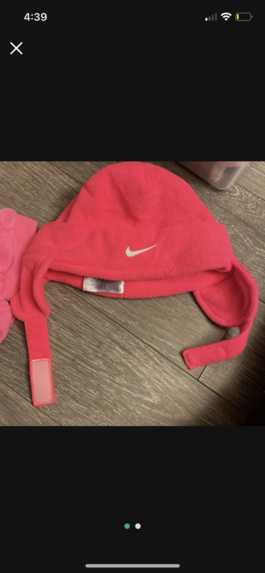 Baby Pink Winter Nike Hat And Mittens