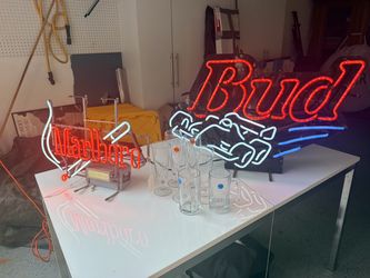 Marlboro and Bud Neon signs