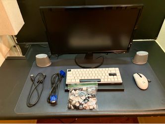Small Desktop Setup, Acer Monitor, Logitech keyboard, HyperX Headphones