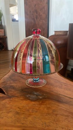 Vintage Pier One Festive Strip Cake Plate