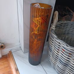 Glass Textured Amber Colored Vase Home Decor