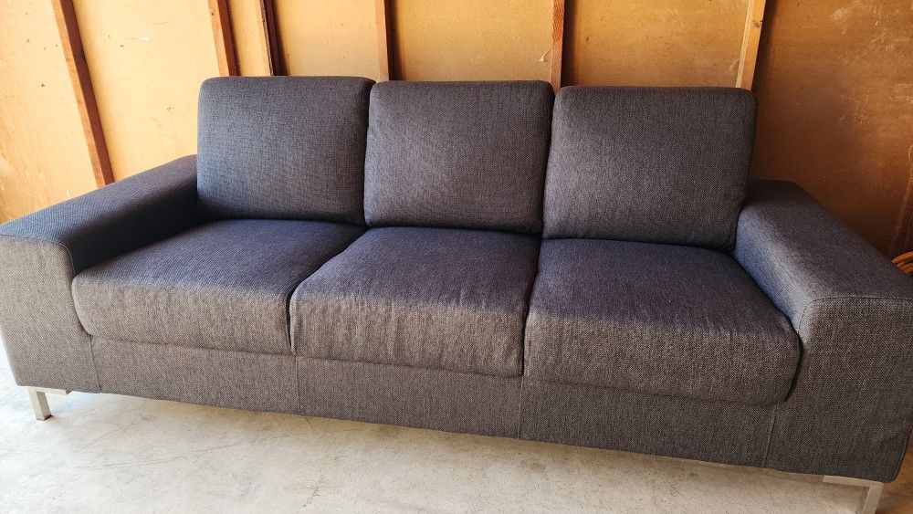 Mid-Century Modern Charcoal Sofa – $650