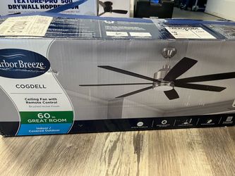 Cogdell 60-in Brushed Nickel LED Covered Outdoor Downrod or Flush Mount Ceiling Fan With Light