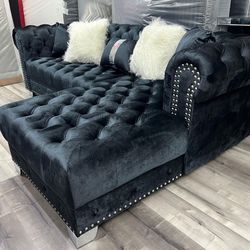 Sectional Velvet Black 