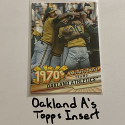 Oakland A’s Topps Short Print Insert Card. 