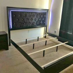 Micah Black LED Panel Bedroom / 3-PIECE (BED, NIGHTSTAND, CHEST) 