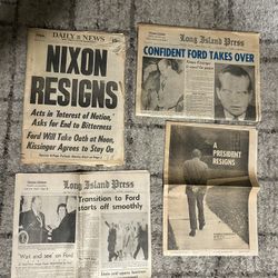 Nixon Resigns.  NY Newspapers August 9, 1974